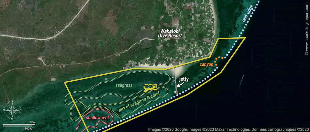 Wakatobi Dive Resort snorkeling map