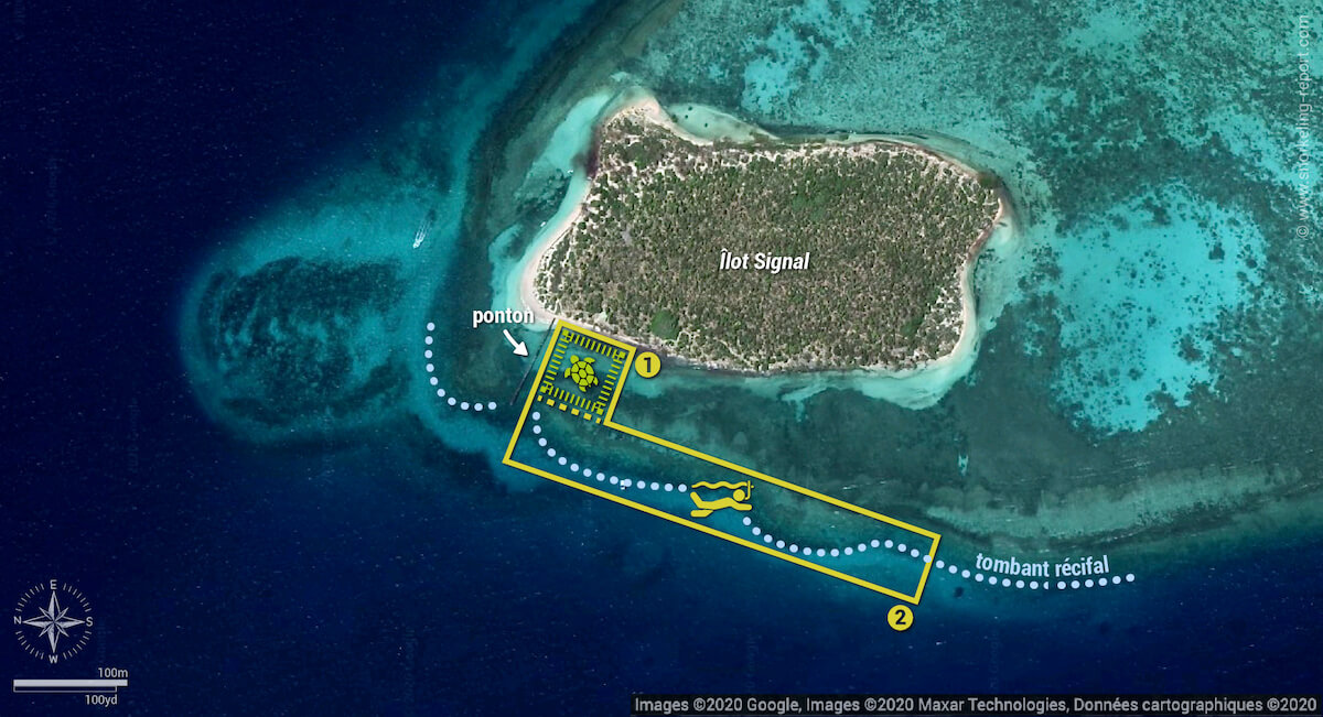 Carte snorkeling à l'Îlot Signal, Nouvelle-Calédonie