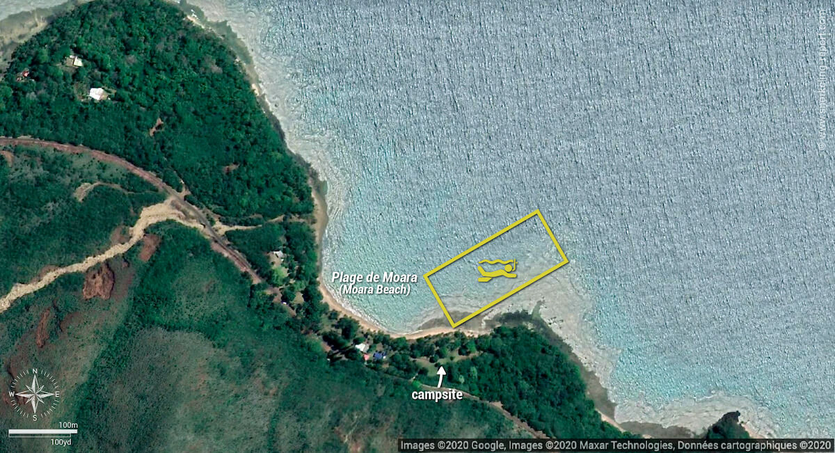 Moara Beach snorkeling map