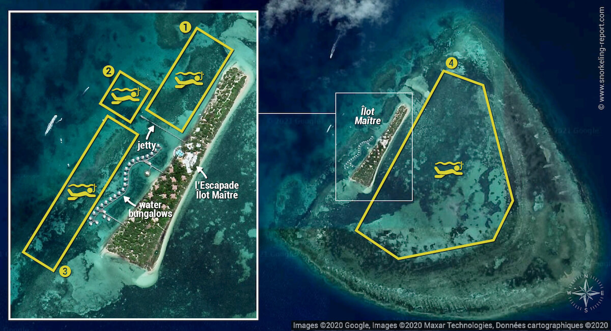 Ilot Maitre snorkeling map, New Caledonia