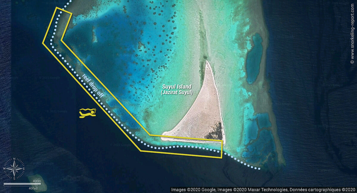 Suyul Island snorkeling map, Hamata