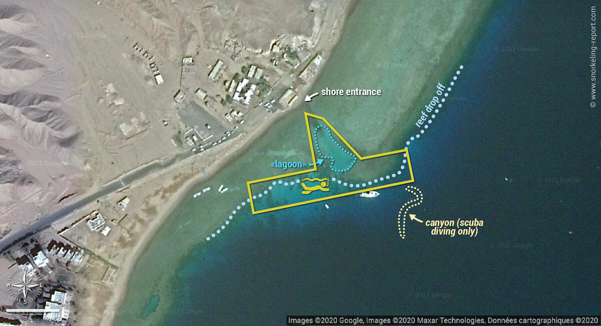 Dahab's Canyon snorkeling map, Red Sea