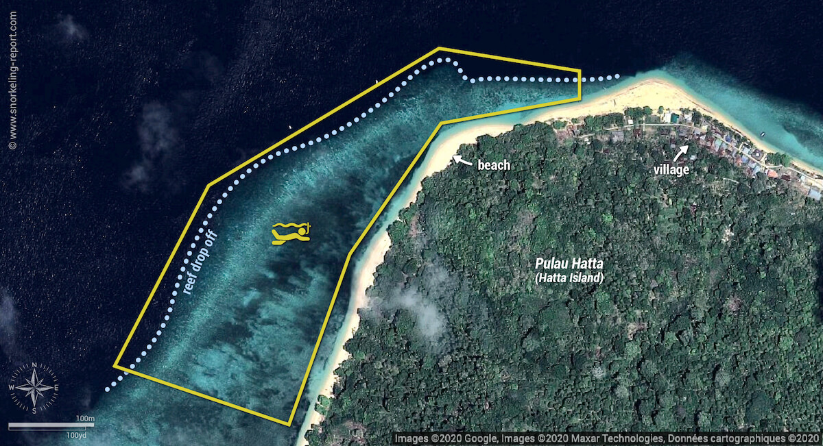 Hatta Island (Pulau Hatta) snorkeling map