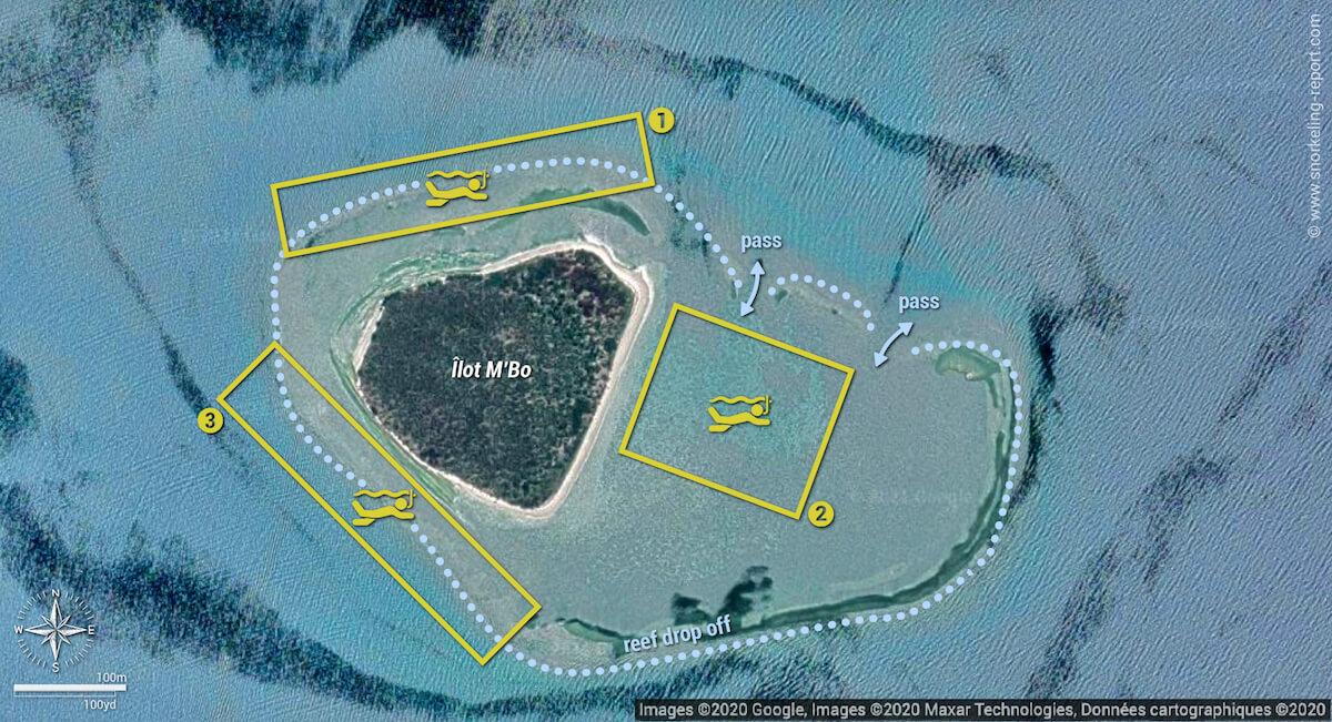 Ilot Mbo snorkeling map
