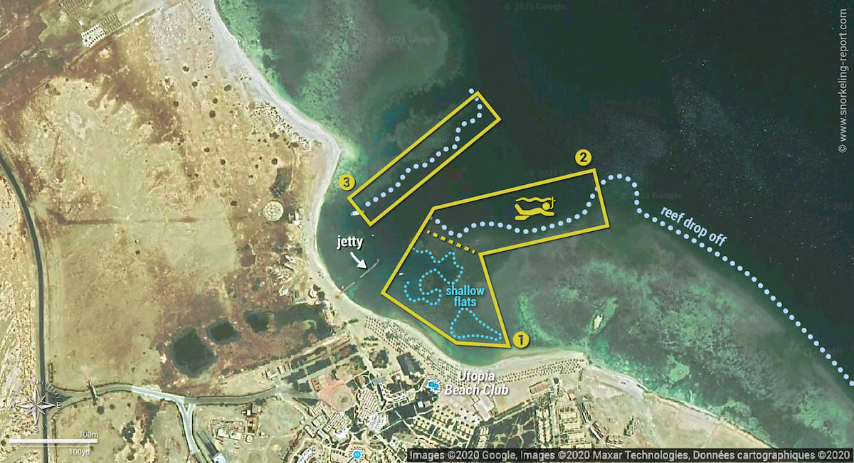 Utopia Beach Club snorkeling map