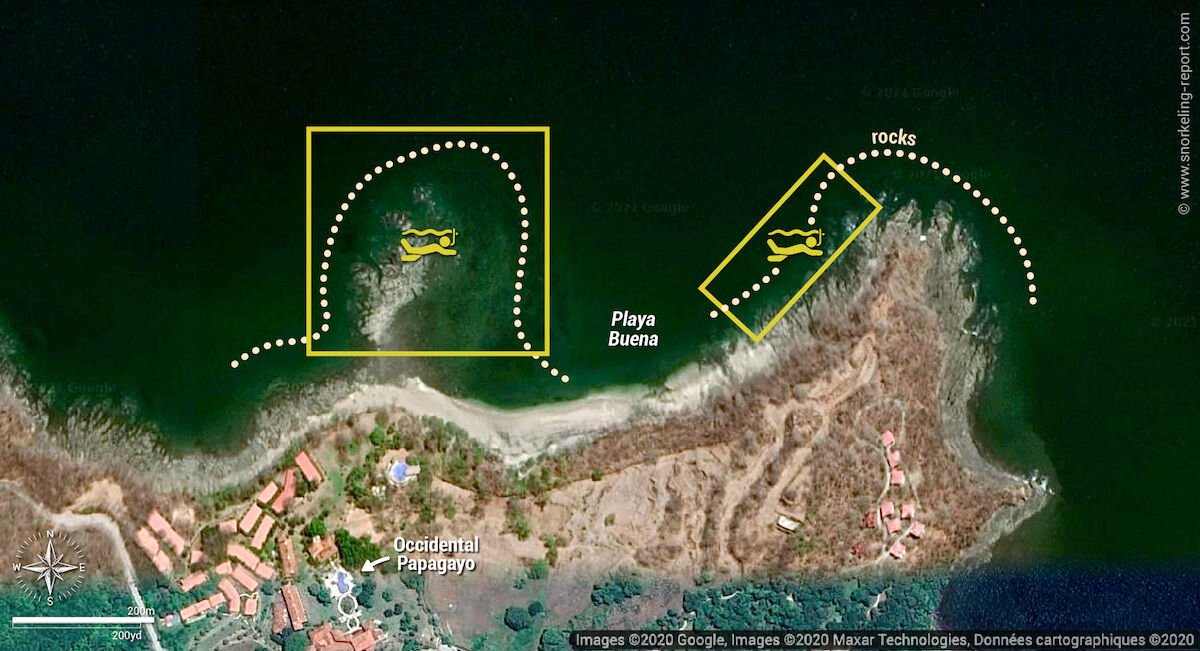 Playa Buena snorkeling map, Costa Rica