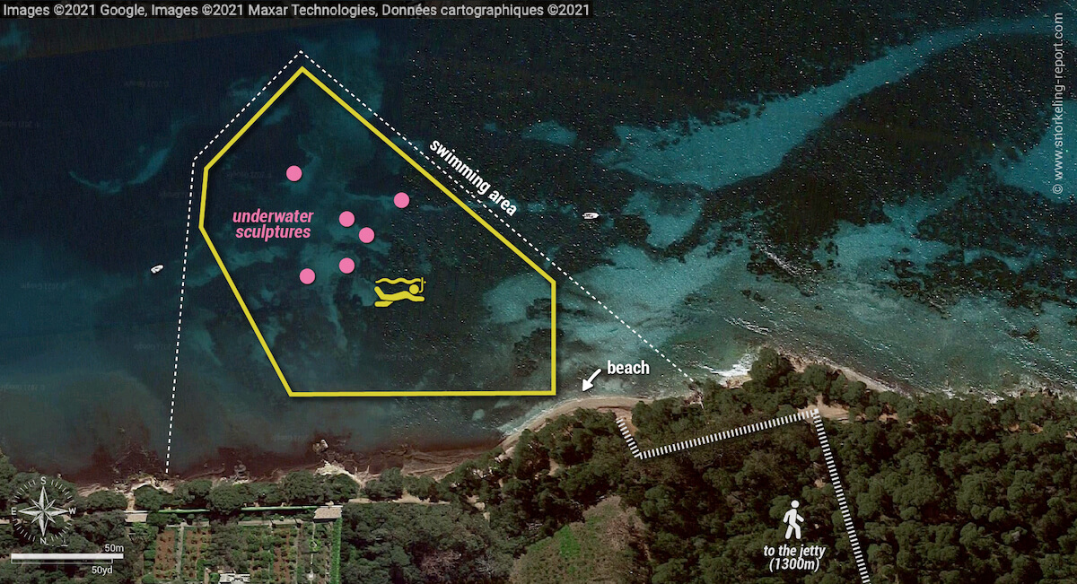 Cannes underwater museum snorkeling map