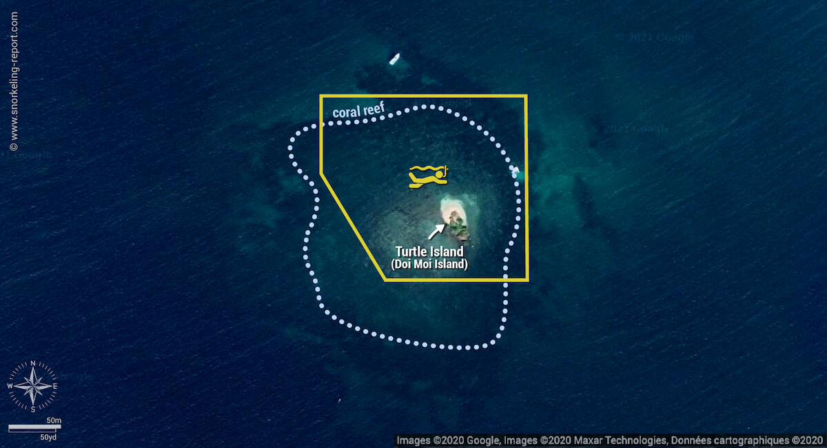 Doi Moi - Turtle Island snorkeling map, Phu Quoc