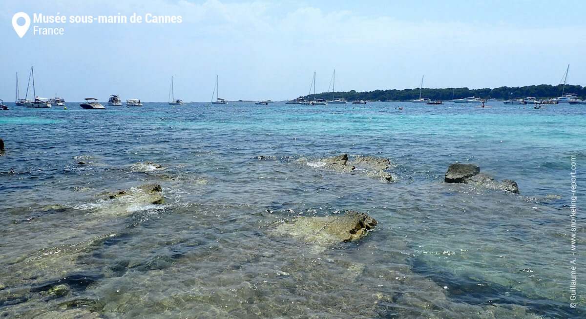 La plage du Musée sous-marin de Cannes, Île Sainte-Marguerite