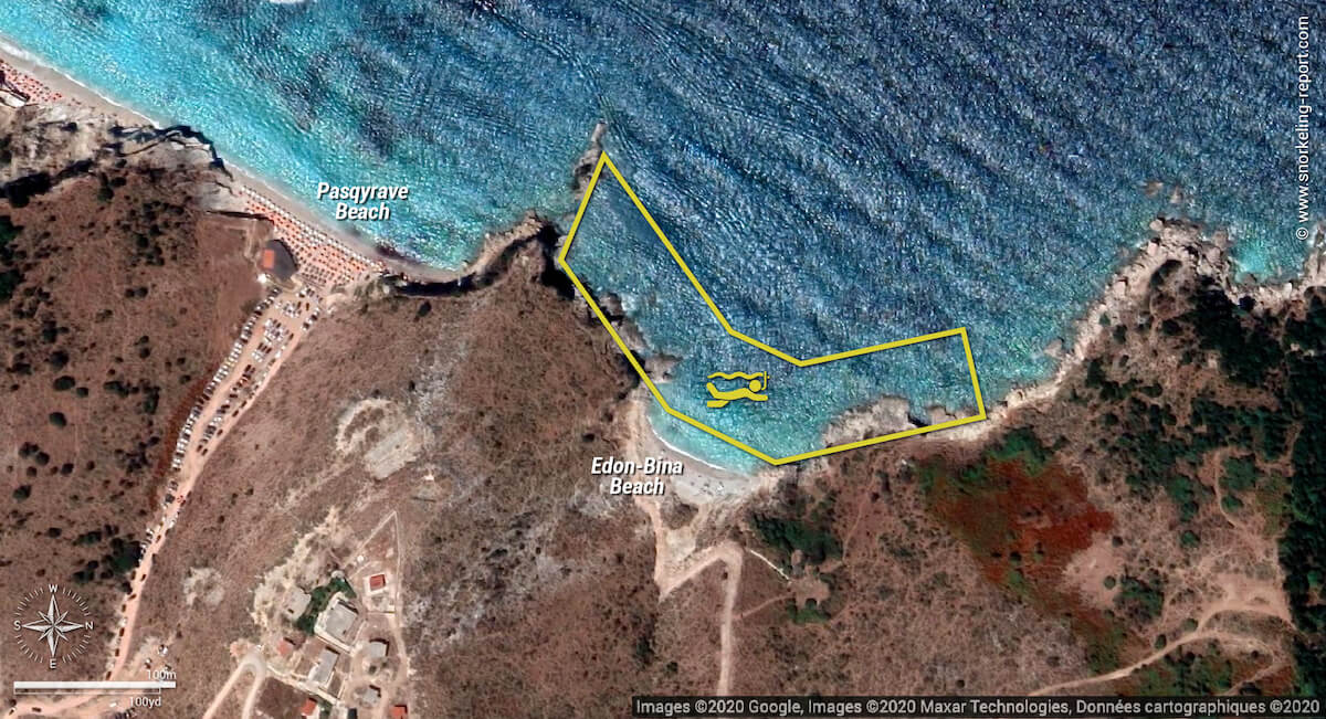 Edon-Bina Beach snorkeling map