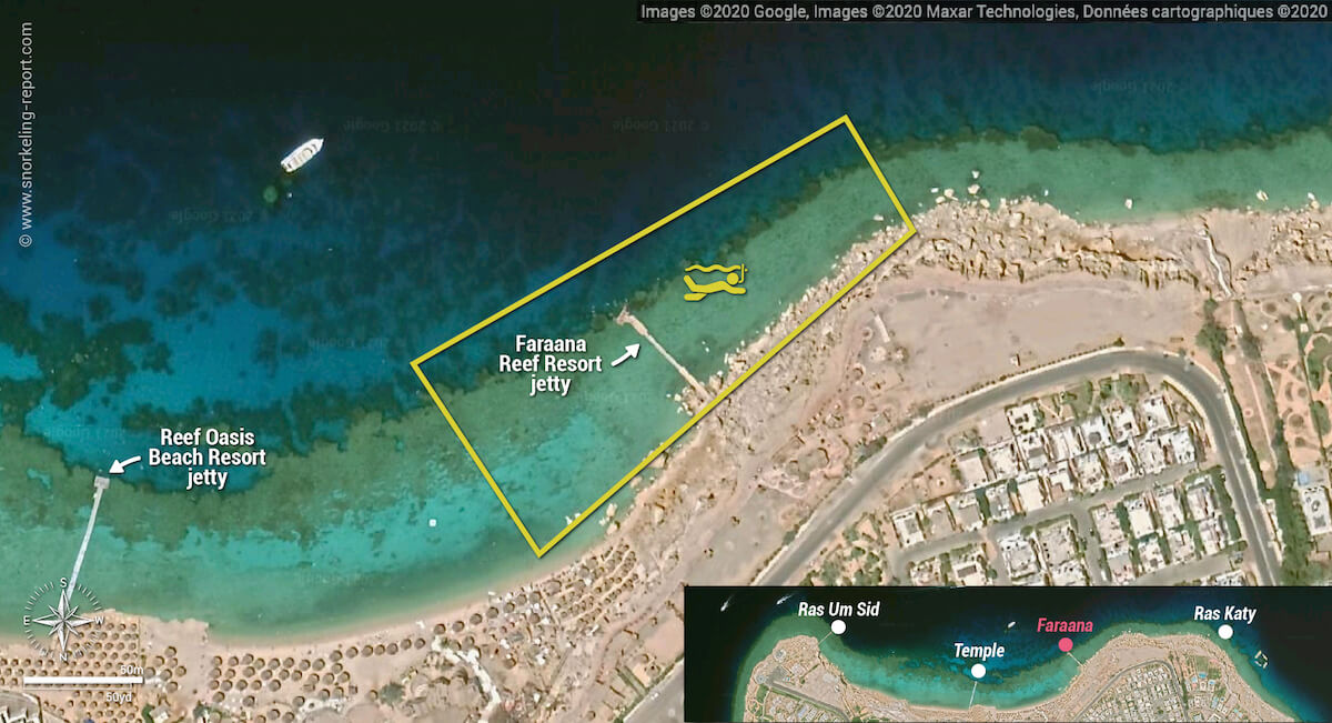 Faraana Reef snorkeling map