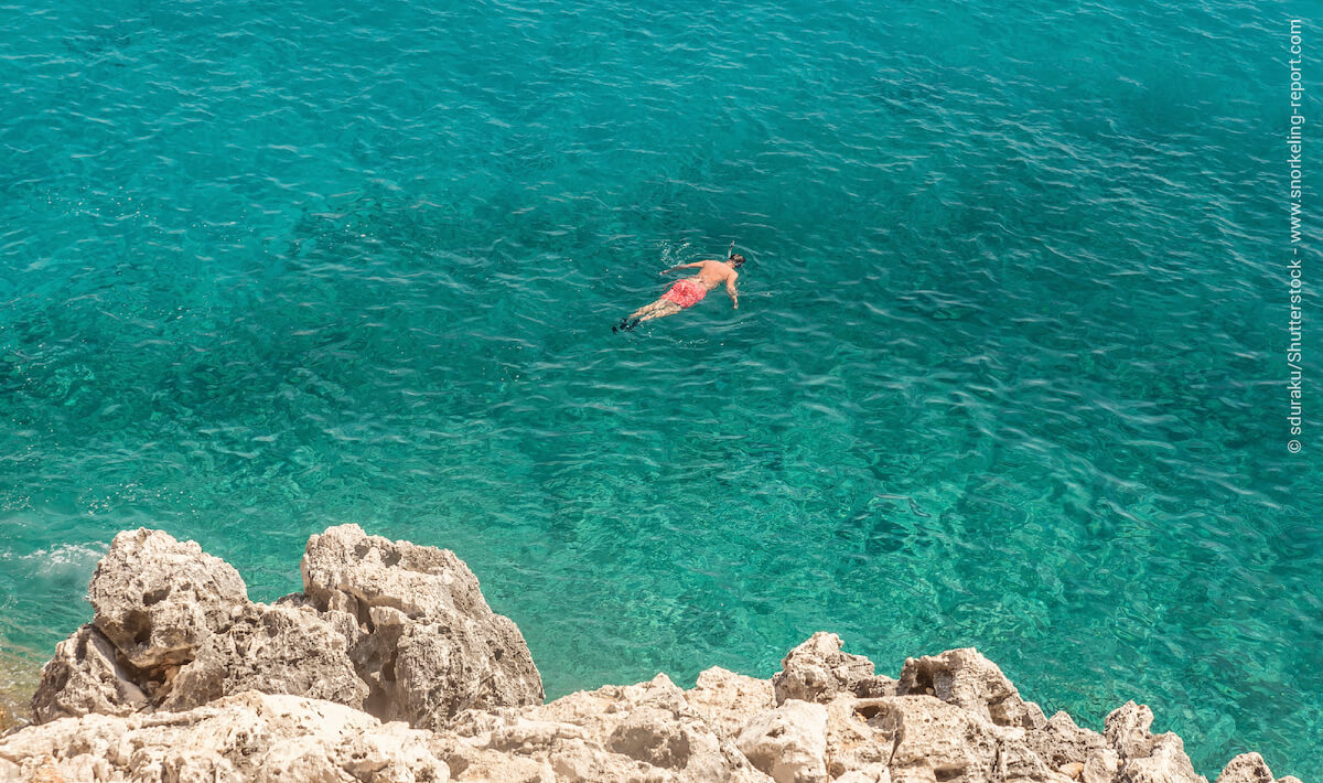 Snorkeler in Gjipe Beach, Himare