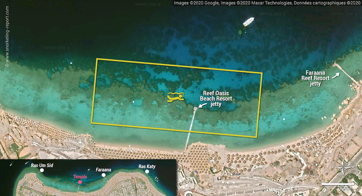 Temple Reef snorkeling map, Sharm el-Sheikh