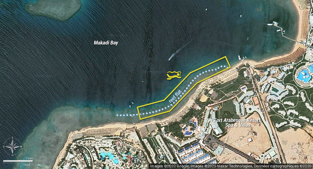 Fort Arabesque Resort snorkeling map, Makadi Bay