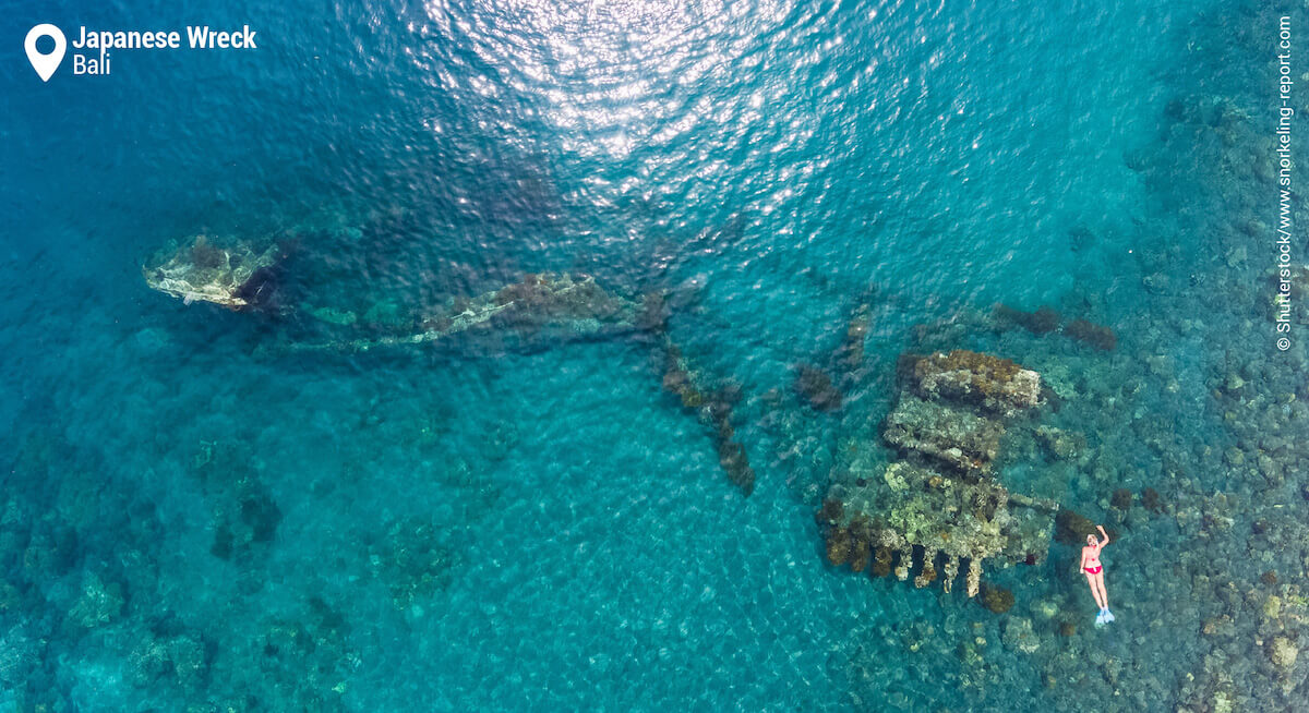 Aerial view of the Japanese Wreck, Bali