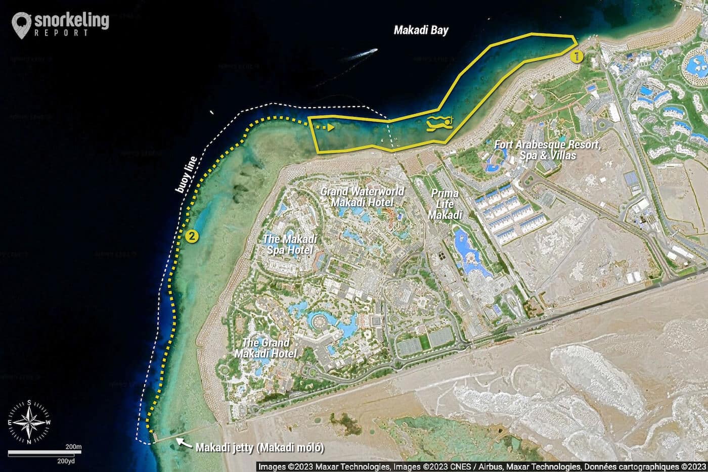 North Makadi Bay snorkeling map