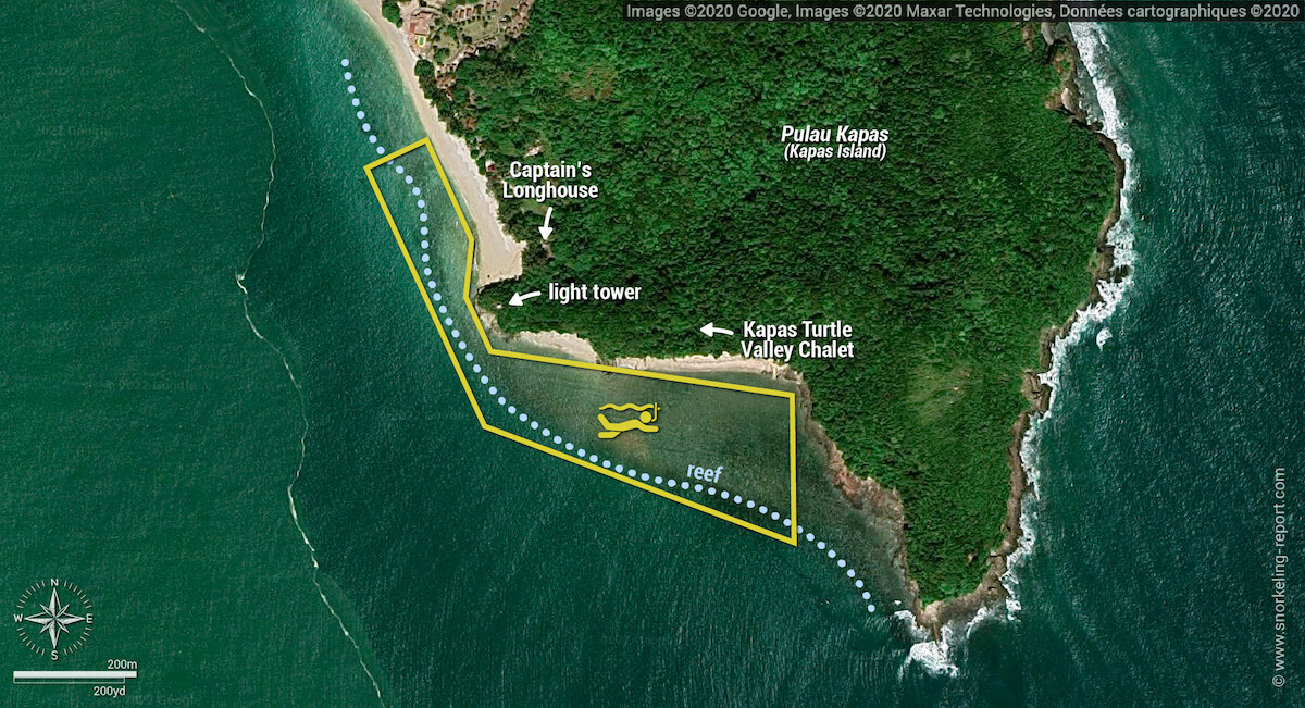 Kapas Turtle Valley snorkeling map