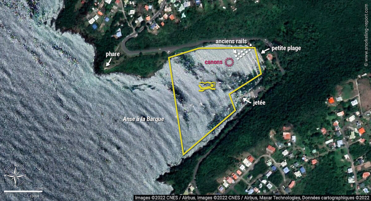 Carte snorkeling à l'Anse à la Barque, Bouillante