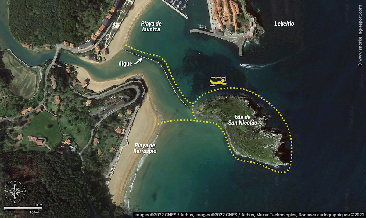 Carte snorkeling isla de San Nicolas, Lekeitio