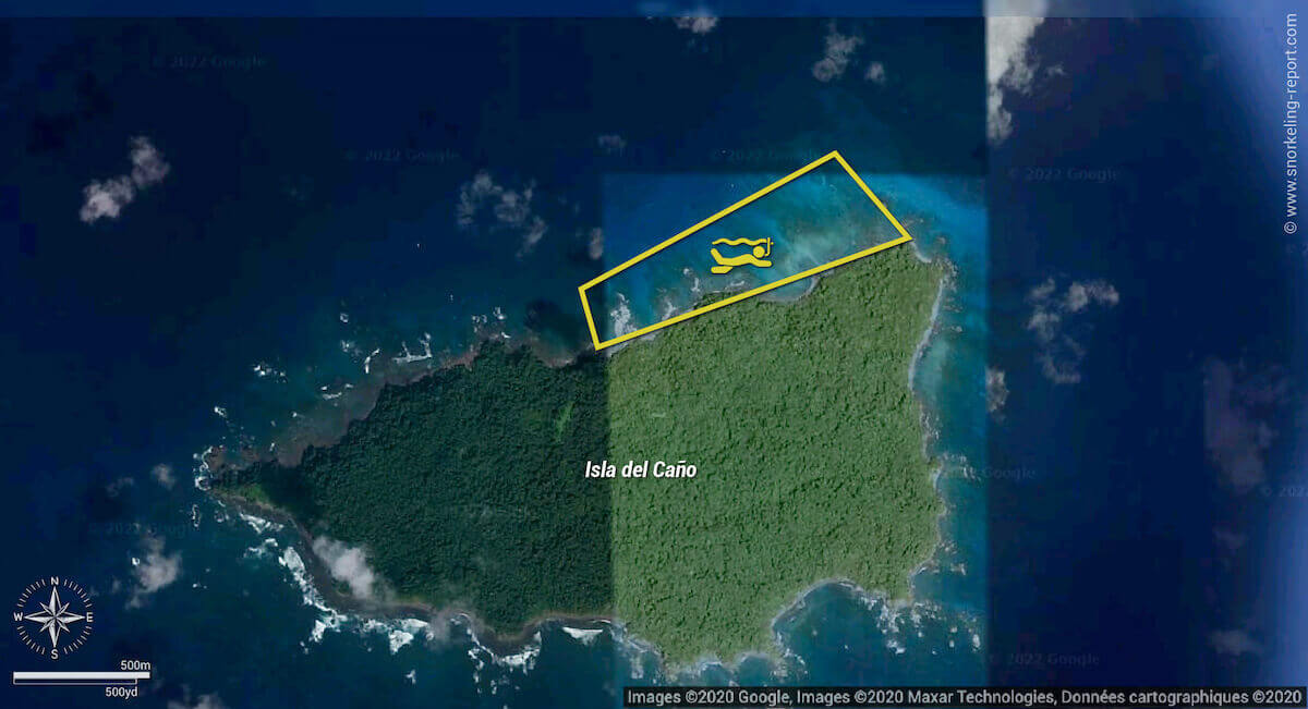 Isla del Caño snorkeling map