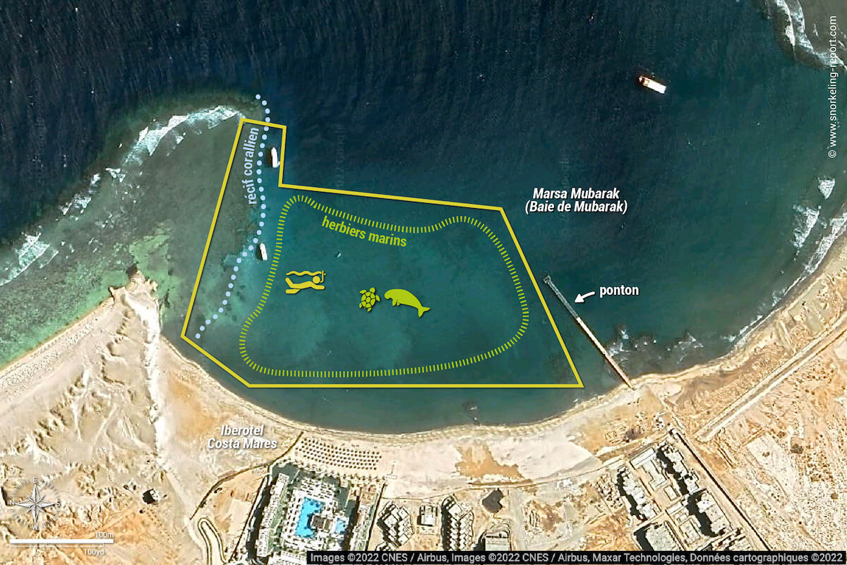 Carte snorkeling à Marsa Mubarak