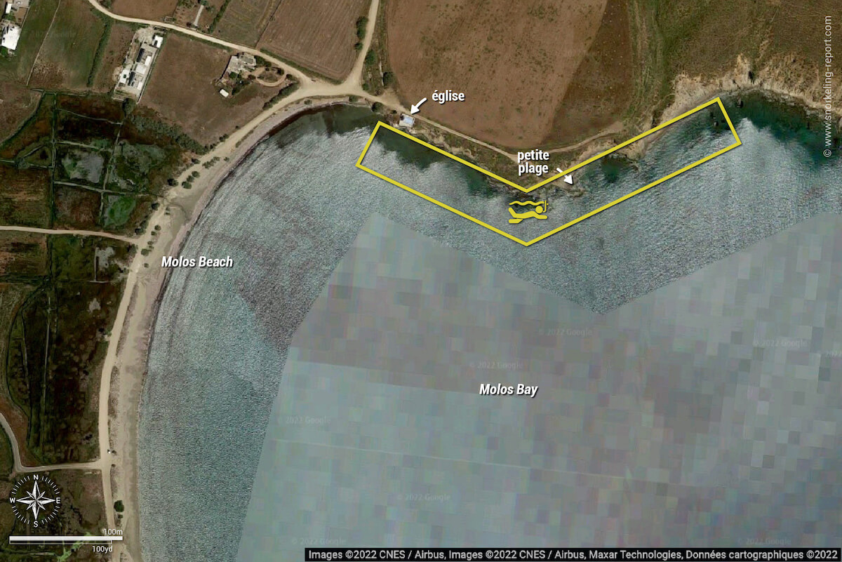 Carte snorkeling à Molos Beach