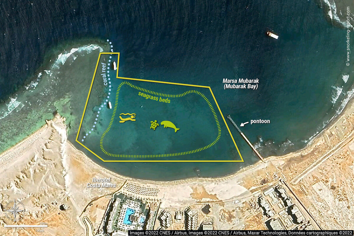 Marsa Mubarak snorkeling map