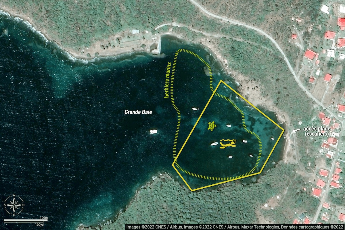 Carte snorkeling Grande Baie, Les Saintes