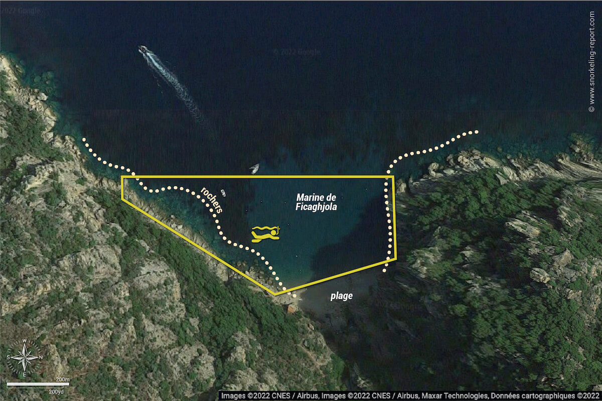 Carte snorkeling à la Marine de Ficaghjola, Piana