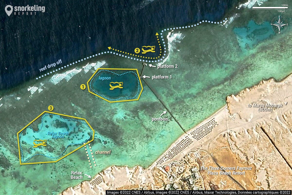 Fayrouz reef snorkeling map, Marsa Alam