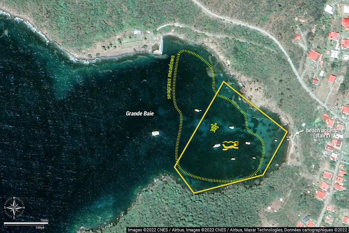 Grande Baie snorkeling map, Les Saintes