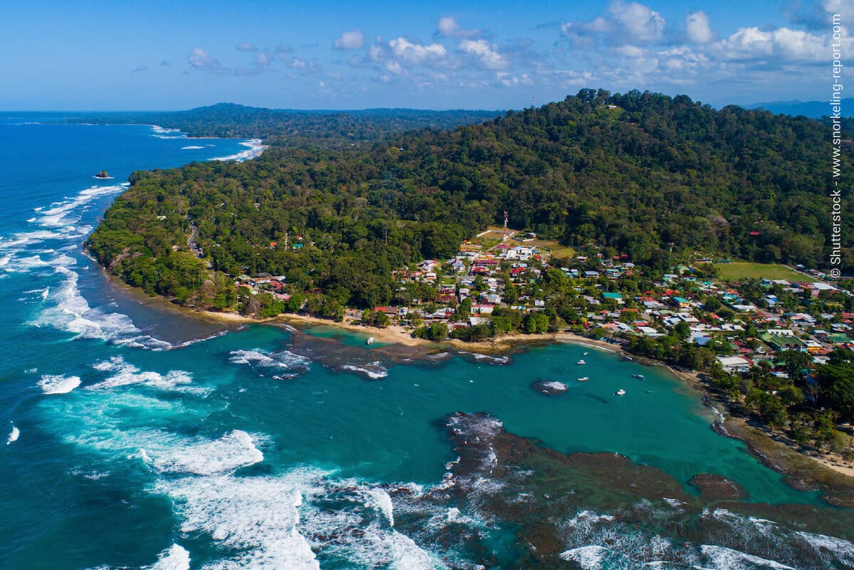 Aerial view of Puerto Viejo rock pools