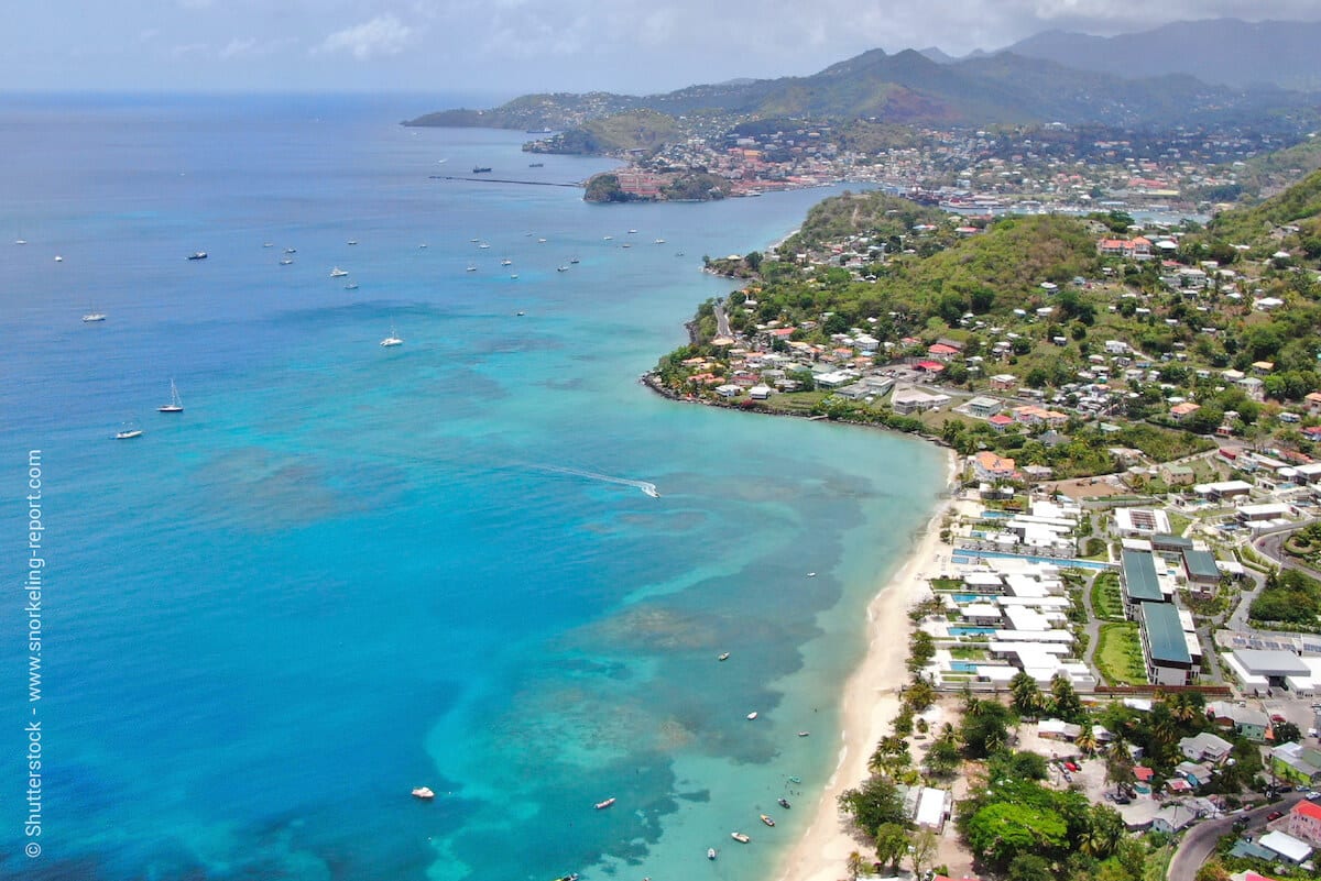 Aerial view of Grand Anse Beach, Grenada