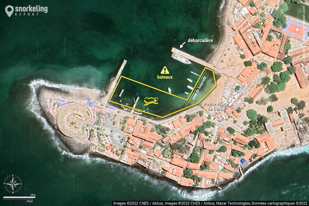 Carte snorkeling à l'Île de Gorée, Dakar, Sénégal