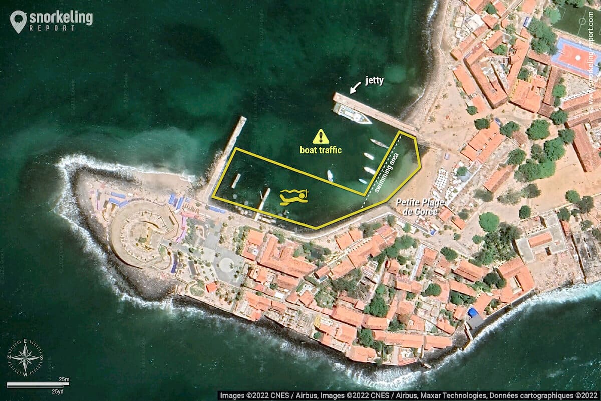 Gorée Island snorkeling map, Dakar, Senegal