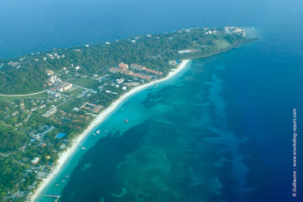 Aerial view of West Bay, Roatan