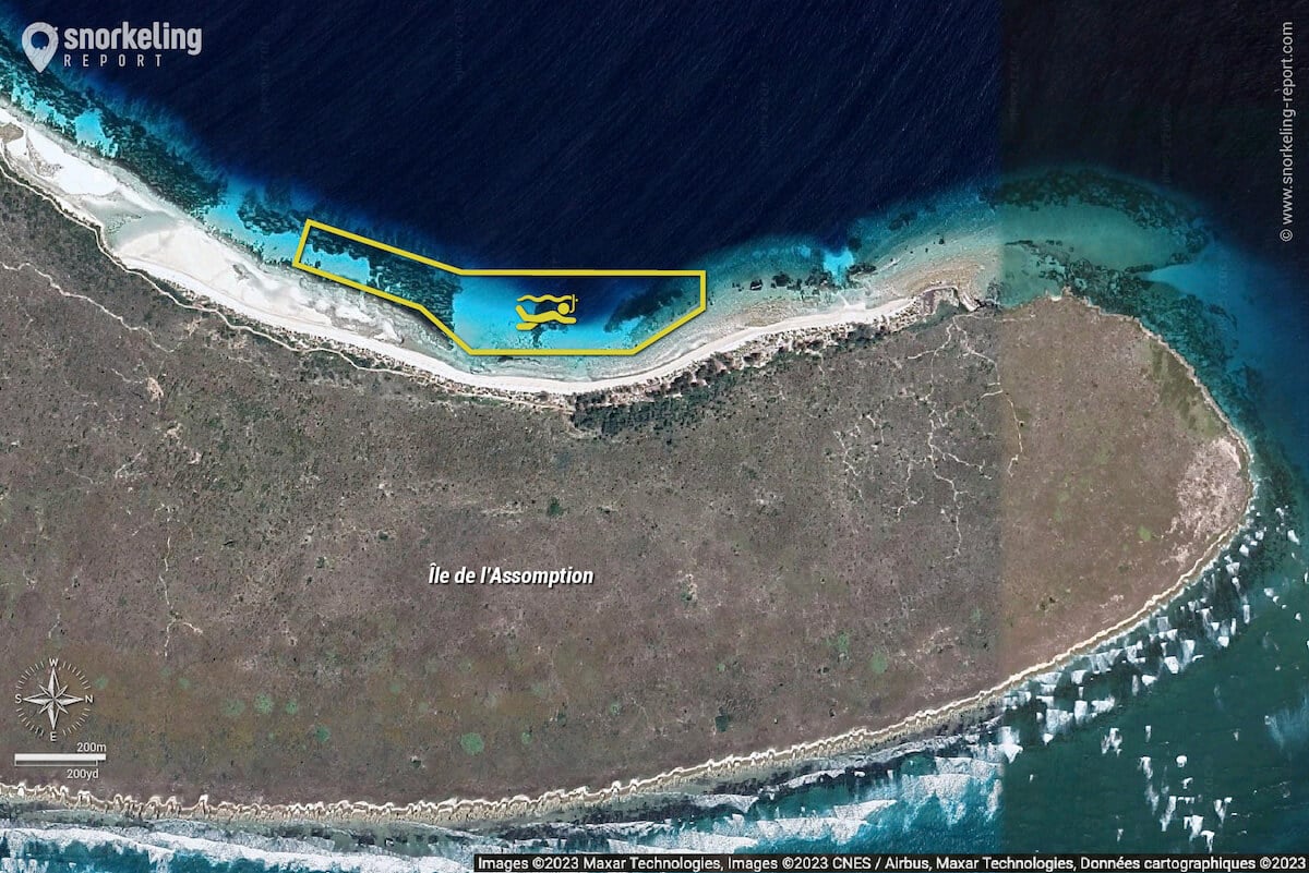 Carte snorkeling Ile de l'Assomption, Seychelles