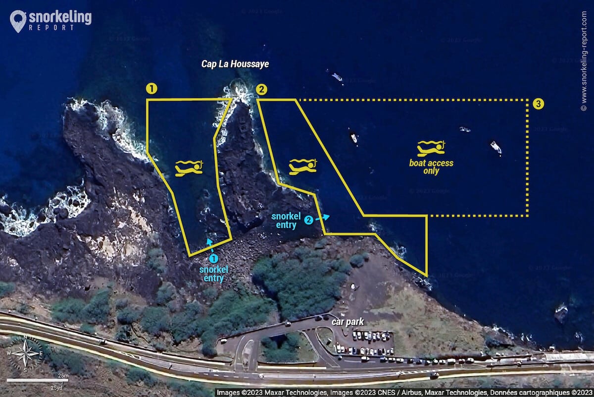 Cap Lahoussaye snorkeling map, Reunion Island