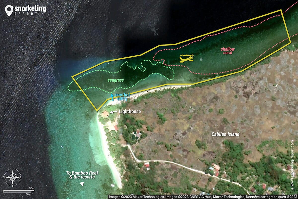 Cabilao Lighthouse snorkeling map