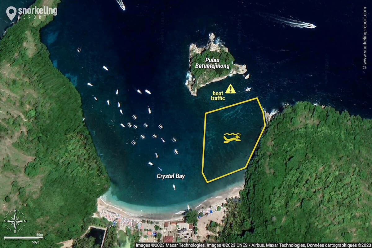 Crystal Bay snorkeling map.