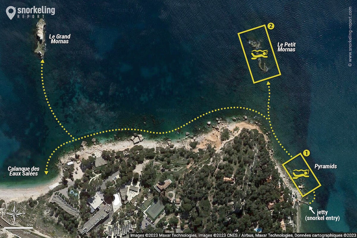 Le Petit Mornas snorkeling map