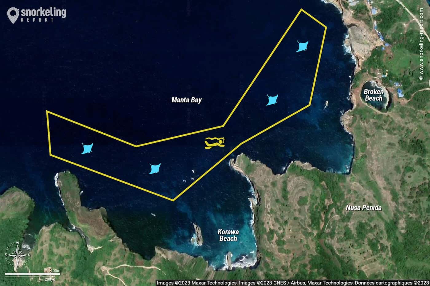 Manta Bay Nusa Penida snorkeling map