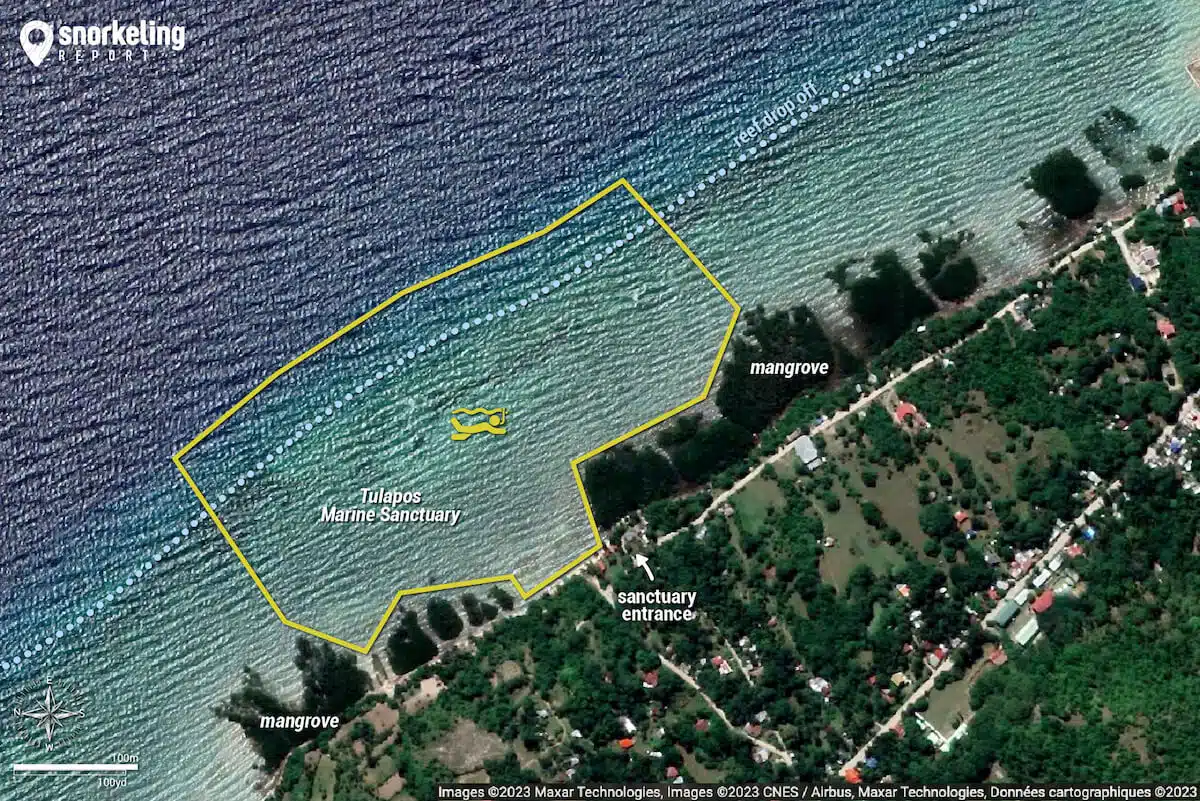 Tulapos Marine Sanctuary snorkeling map, Siquijor.