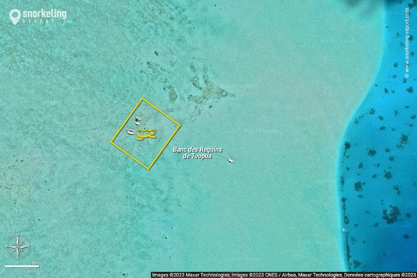 Carte snorkeling au Banc des Requins de Toopua