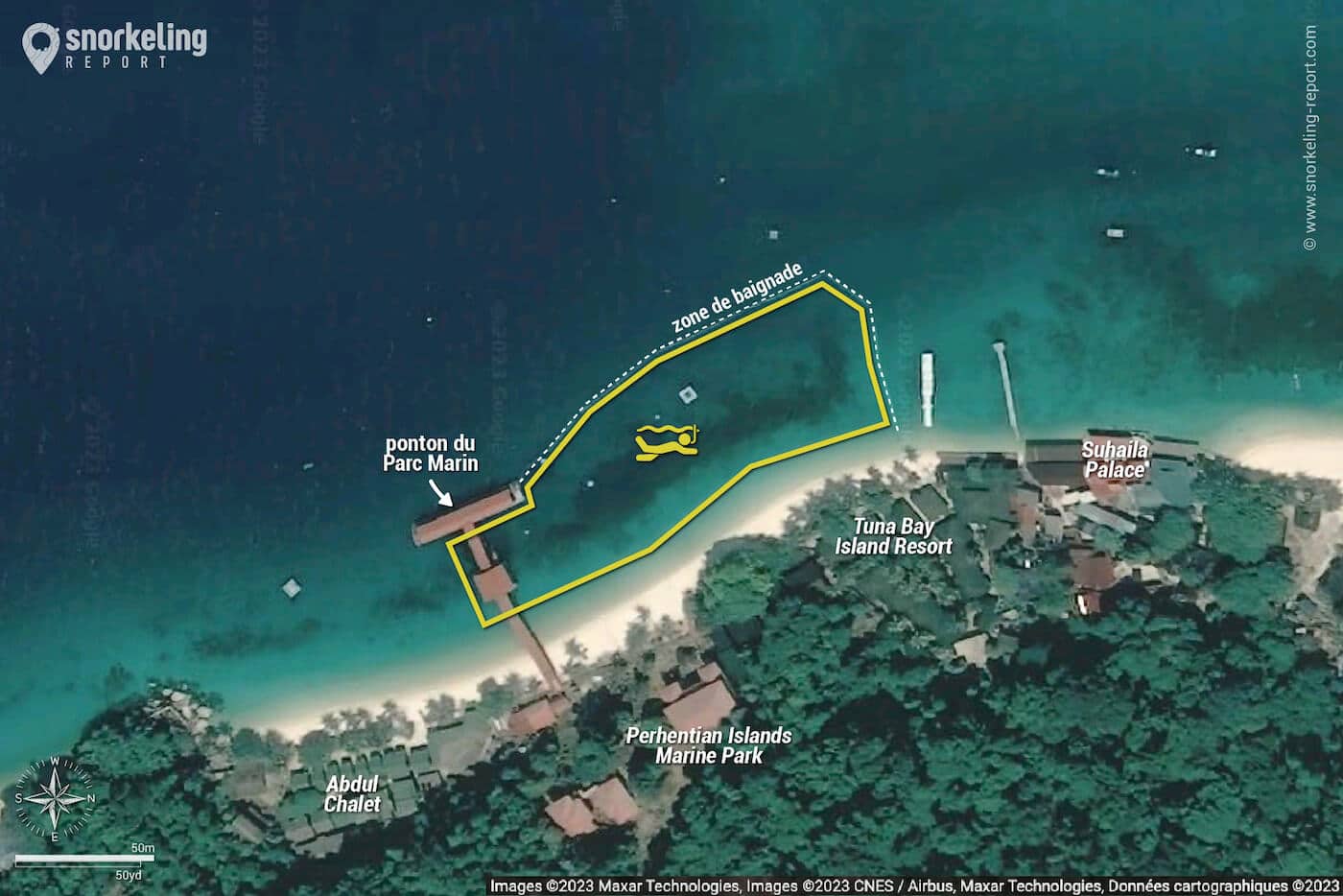 Carte snorkeling à Tuna Bay, Perhentian