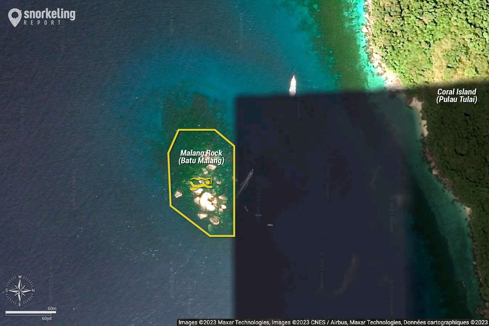 Malang Rock snorkeling map