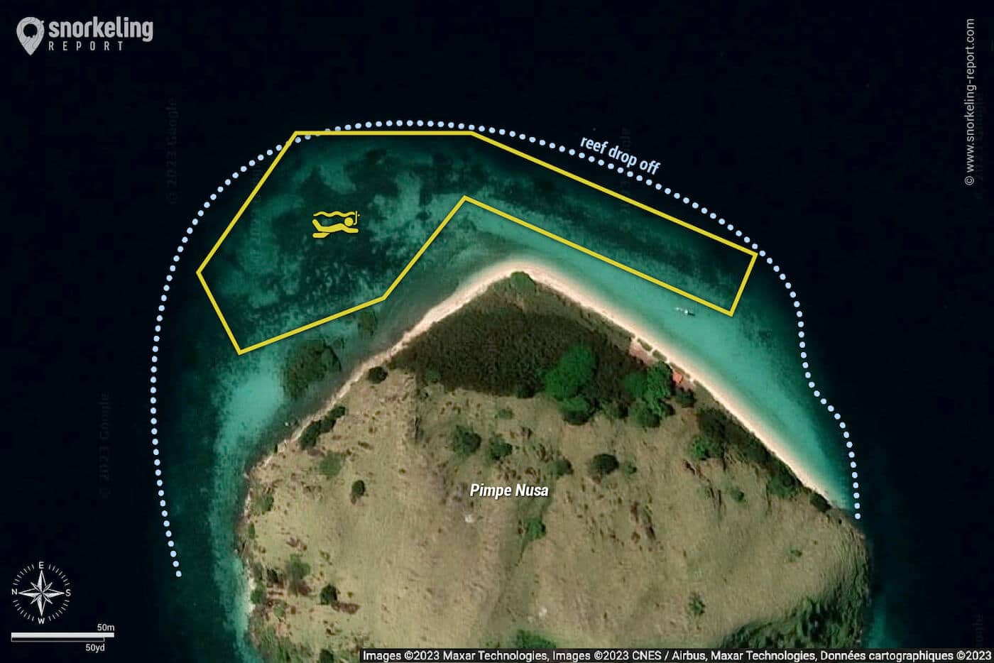 Pimpe Nusa snorkeling map, Komodo