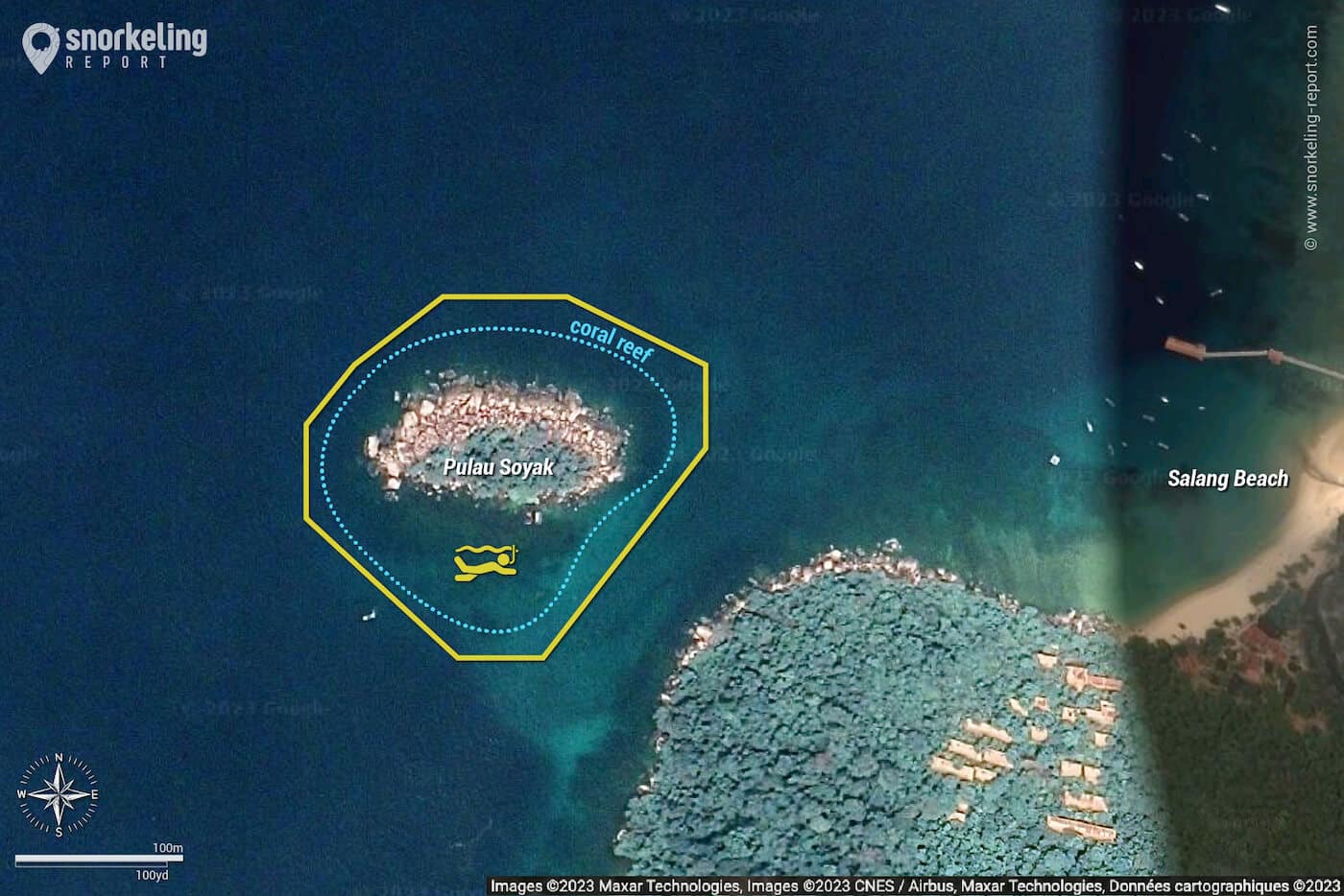 Pulau Soyak snorkeling map, Tioman