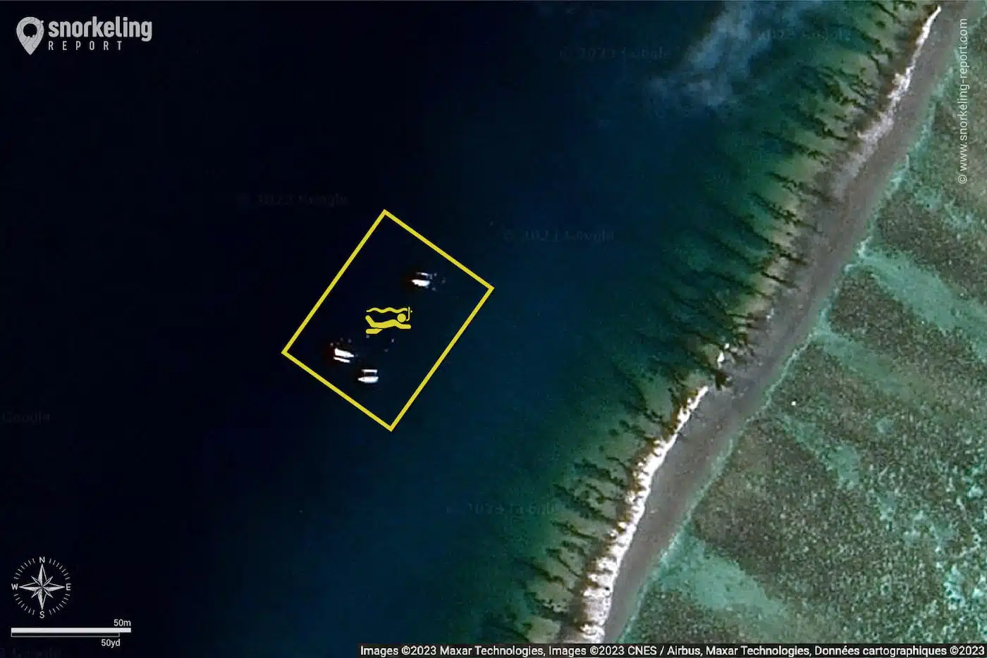 Tapu snorkeling map, Bora Bora