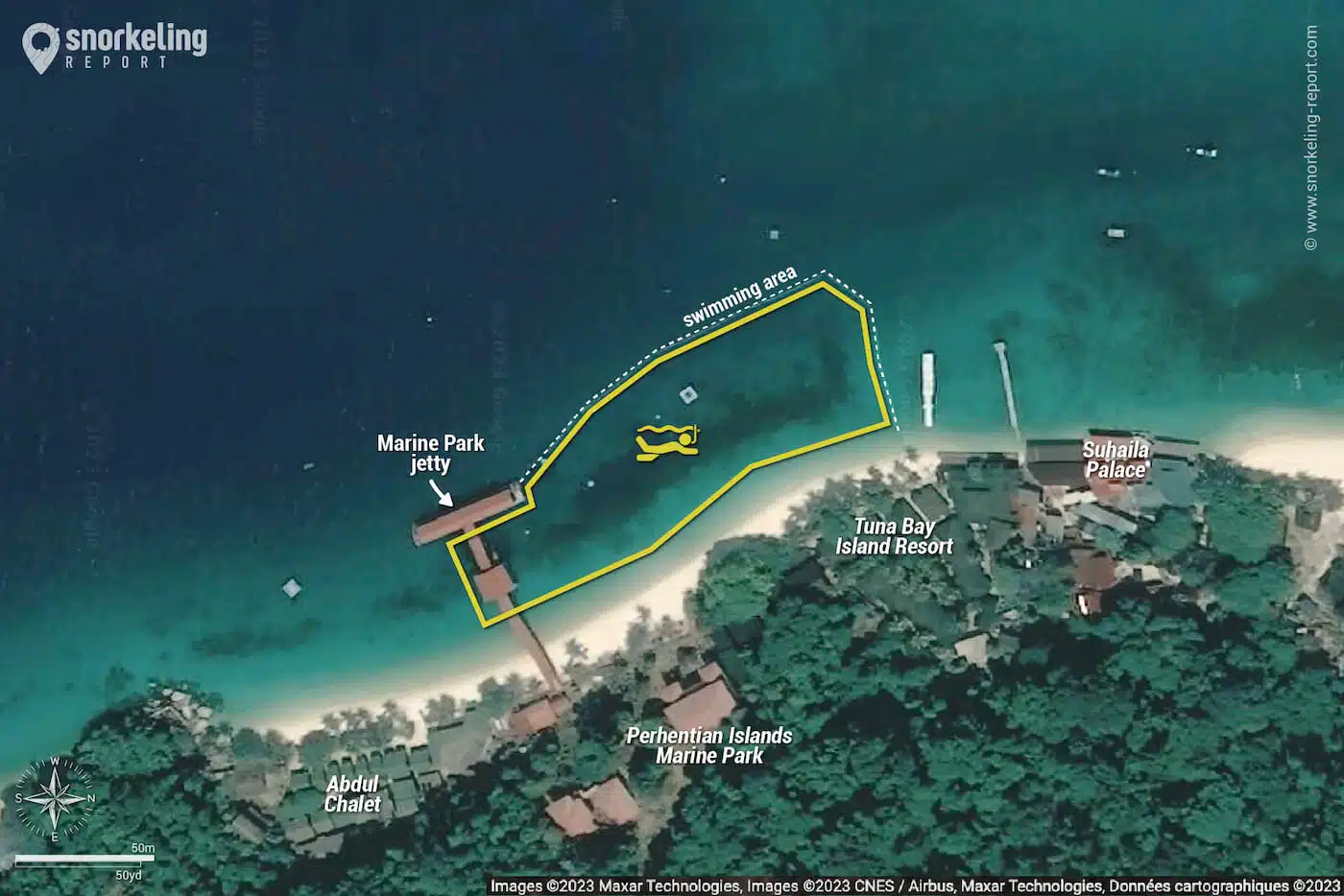 Tuna Bay snorkeling map, Perhentian Island